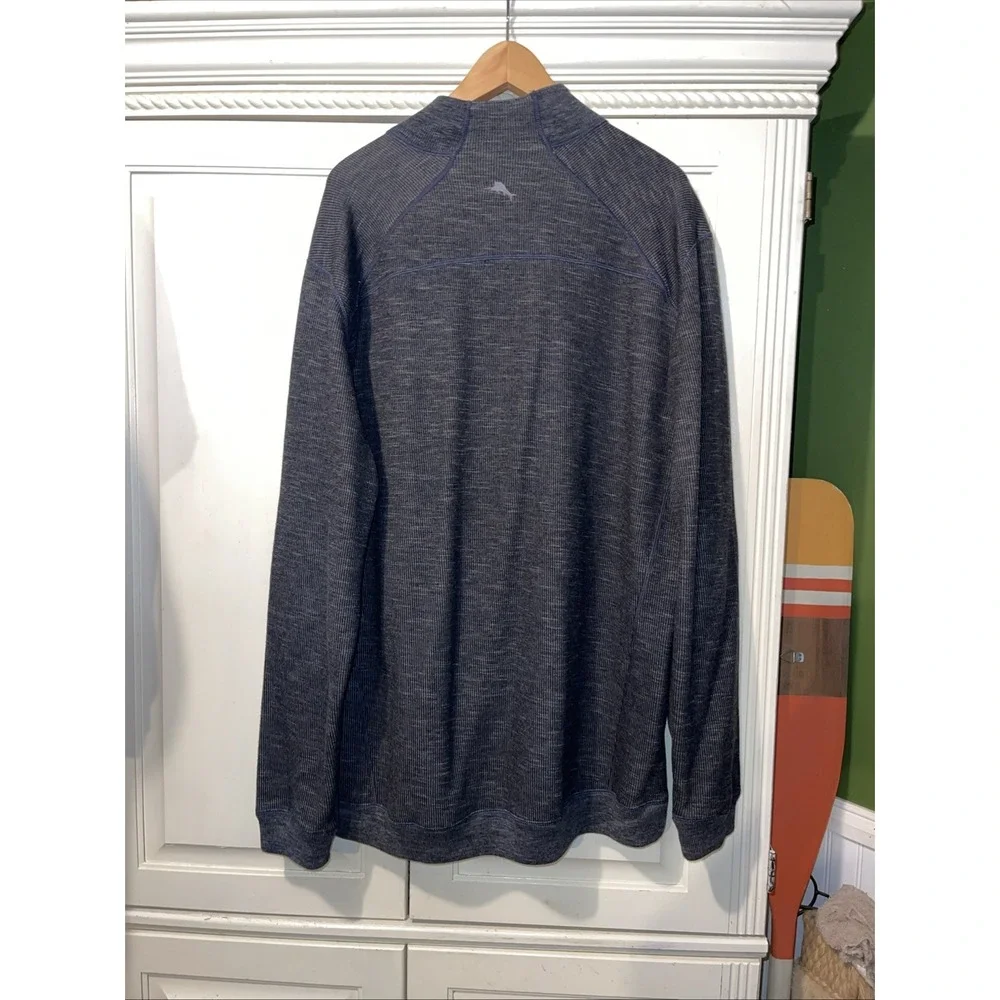 Tommy‎ Bahama Quarter Zip Sweater Men 2XL Gray Long Sleeve Logo Preppy